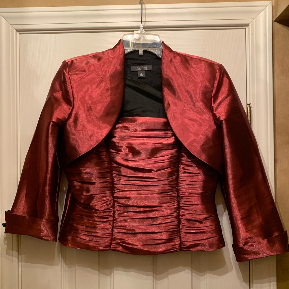 Red Shimmer Sleeveless Top and little jacket